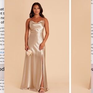 Birdy Grey Lisa Long Bridesmaid Dress in Neutral Champagne Size Large